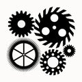 Set of gear wheel in grey color on white background, vector illustration. Royalty Free Stock Photo