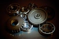 Set of gears and ball-bearings Royalty Free Stock Photo
