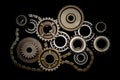 Set of gears, ball-bearings and chain Royalty Free Stock Photo