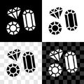 Set Gem stone icon isolated on black and white, transparent background. Jewelry symbol. Diamond. Vector Royalty Free Stock Photo