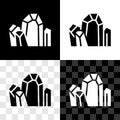 Set Gem stone icon isolated on black and white, transparent background. Jewelry symbol. Diamond. Vector Royalty Free Stock Photo