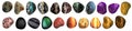 Set of gem stone pebble - jasper, marble, agate polished mineral stones Royalty Free Stock Photo