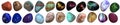 Set of gem stone pebble - marble, lazuli, spar polished mineral stones Royalty Free Stock Photo