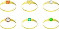 Set of gemstone gold rings - vector illustration