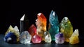 Set of gemstones crystals. Minerals for esoteric crystal ritual. spiritual Magic practice, relaxation, meditation, life