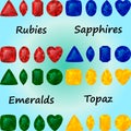 Set of gemstones: rubies, sapphires, emeralds, topaz