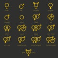 Set of Gender Icons and Sexual Equality