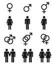 Set of gender symbols - male, female and transgender, sexual preference icons