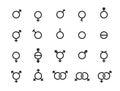 Set of gender symbols. Sexual orientation signs. Male, female, transgender, bigender, travesti, genderqueer, androgyne Royalty Free Stock Photo