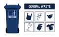 Set of general waste icon on transparent background Royalty Free Stock Photo