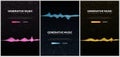 Set of Generative Music banners. Music created by AI. Vector Illustration.