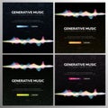 Set of Generative Music banners. Music created by AI. Vector Illustration.