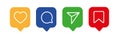 Set of generic social media user interface icons. Like, comment, share and save icons. Social media flat icon. Royalty Free Stock Photo