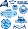 Set of generic stamps and signs of Niagara Falls, NY