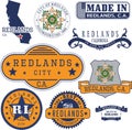 Generic stamps and signs of Redlands, CA Royalty Free Stock Photo