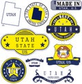 Set of generic stamps and signs of Utah state