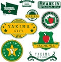 Set of generic stamps and signs of Yakima, WA