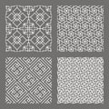 Set geometric asian abstract seamless vector pattern including traditional korean or chinese motive with typical lines and Royalty Free Stock Photo