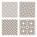 Set geometric asian abstract seamless vector pattern including traditional korean or chinese motive with typical lines and Royalty Free Stock Photo