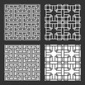 Set geometric asian abstract seamless vector pattern including traditional korean or chinese motive with typical lines and Royalty Free Stock Photo