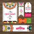 Set of geometric boho colorful flyers