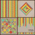 Set of Geometric Compositions from Bright Gradient Squares. Retro Style Royalty Free Stock Photo