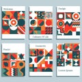 Set of geometric covers. Collection of cool vintage covers. Abstract shapes compositions. vector illustration Royalty Free Stock Photo