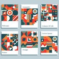 Set of geometric covers. Collection of cool vintage covers. Abstract shapes compositions. vector illustration Royalty Free Stock Photo