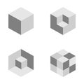 set of geometric cube pattern.Fashion graphic design.Vector illustration. Background design.Optical illusion 3D Modern stylish abs