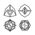 Set of geometric elements, impossible shapes, isolated on white, line design, vector illustration Royalty Free Stock Photo