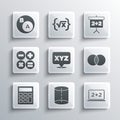 Set Geometric figure, Chalkboard, Mathematics sets A and B, XYZ Coordinate system, Calculator, Subsets, math, is subset