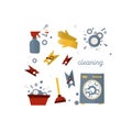 Set of geometric icons, abstract, constructivism. Collection about cleaning and washing Royalty Free Stock Photo