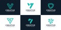 Set of geometric letter v logo design collection