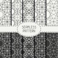 Set of geometric line lattice seamless arabic Royalty Free Stock Photo