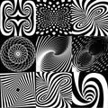 set of geometric optical black and white illusions