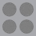 Set of geometric optical illusion. white and black circle pattern