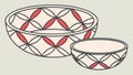 Set of Geometric Patterned Decorative Bowls, vector design Generative AI Royalty Free Stock Photo