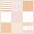 Set of geometric patterns in shades of pale pink.