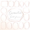 Set of geometric pink gold frame, Decorative element for wedding card, Invitations and logo. Royalty Free Stock Photo