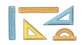 Cartoon Geometry Rulers and Measuring Tools Set Royalty Free Stock Photo