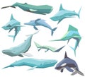 Set Of Geometric Sea Animals