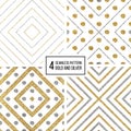 Set of geometric seamless pattern gold silver rhombus and circle Royalty Free Stock Photo