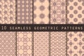 Set of 10 geometric seamless pattern. The pattern for wallpaper, tiles, fabrics and designs. Royalty Free Stock Photo