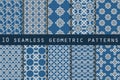 Set of 10 geometric seamless pattern. The pattern for wallpaper, tiles, fabrics and designs. Vector Royalty Free Stock Photo