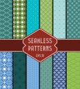 Set of 12 geometric seamless patterns. Royalty Free Stock Photo
