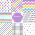 Set of 8 geometric seamless patterns Royalty Free Stock Photo