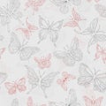 Set geometric shapes butterflies. Vector illustration. Seamless background.