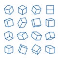 Set of geometric shapes, platonic solids, vector Icon Line illustration Royalty Free Stock Photo