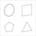 Set of geometric shapes, platonic solids, vector illustration Royalty Free Stock Photo