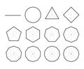 Set of geometric shapes. Polygons. Set of polygon shapes with different sides. Royalty Free Stock Photo